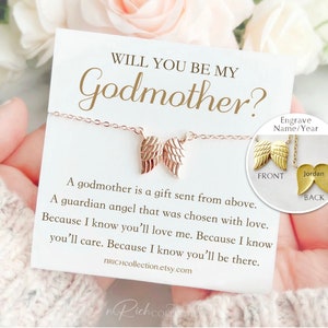 Will you be my Godmother? Guardian Angel Necklace Godmother Proposal Gift Godmother Gift Godmother Jewelry and Card Godmother Necklace Gift