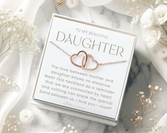 Ethereal Bond Jewelry for Daughter Personalized Interlocking Heart Necklace from Mom for Graduation First Day of School College Move Out