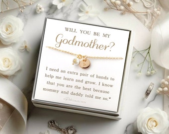 Will you be my Godmother? Pearl Necklace Godmother Gift Godmother Proposal Gift Godmother Gift Godmother Jewelry and Card Godmother Necklace