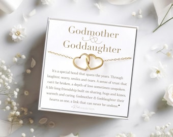 Personalized Godmother Gift from Goddaughter Two Interlocking Hearts Necklace for Godmother Jewelry Birthday Mother&#39;s Day Christmas Gift