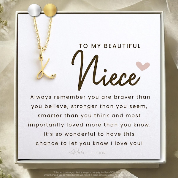 Initial Name necklace gifts for Niece from Aunt Niece Jewelry Gift Personalized Gift Niece Birthday Gift Necklace Christmas gift Birthday