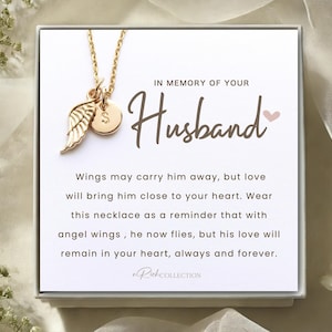 Husband Loss Gift Sympathy Jewelry for Loss of Husband Memorial Grief Gift Condolence Angel Wing Necklace, In Memory of Husband Remembrance