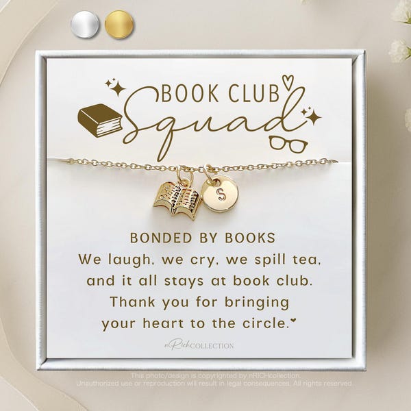 Book Club Gifts Book Necklace Personalized Gift For Book Club, Bookish Gifts, Book Club Squad, What Happens At Book Club Stays At Book Club