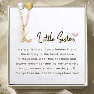 Little Sister Necklace Gift Sister Gifts Little Sister Birthday Gift for Little SisterJewelry Gift for Sister Custom Initial Necklace Card