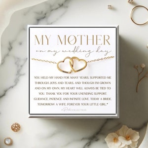 To My Mother on My Wedding Day Gift form Bride Daughter for Mother of The Bride Gift Two Interlocking Heart Necklace Gift Bride Mom Jewelry