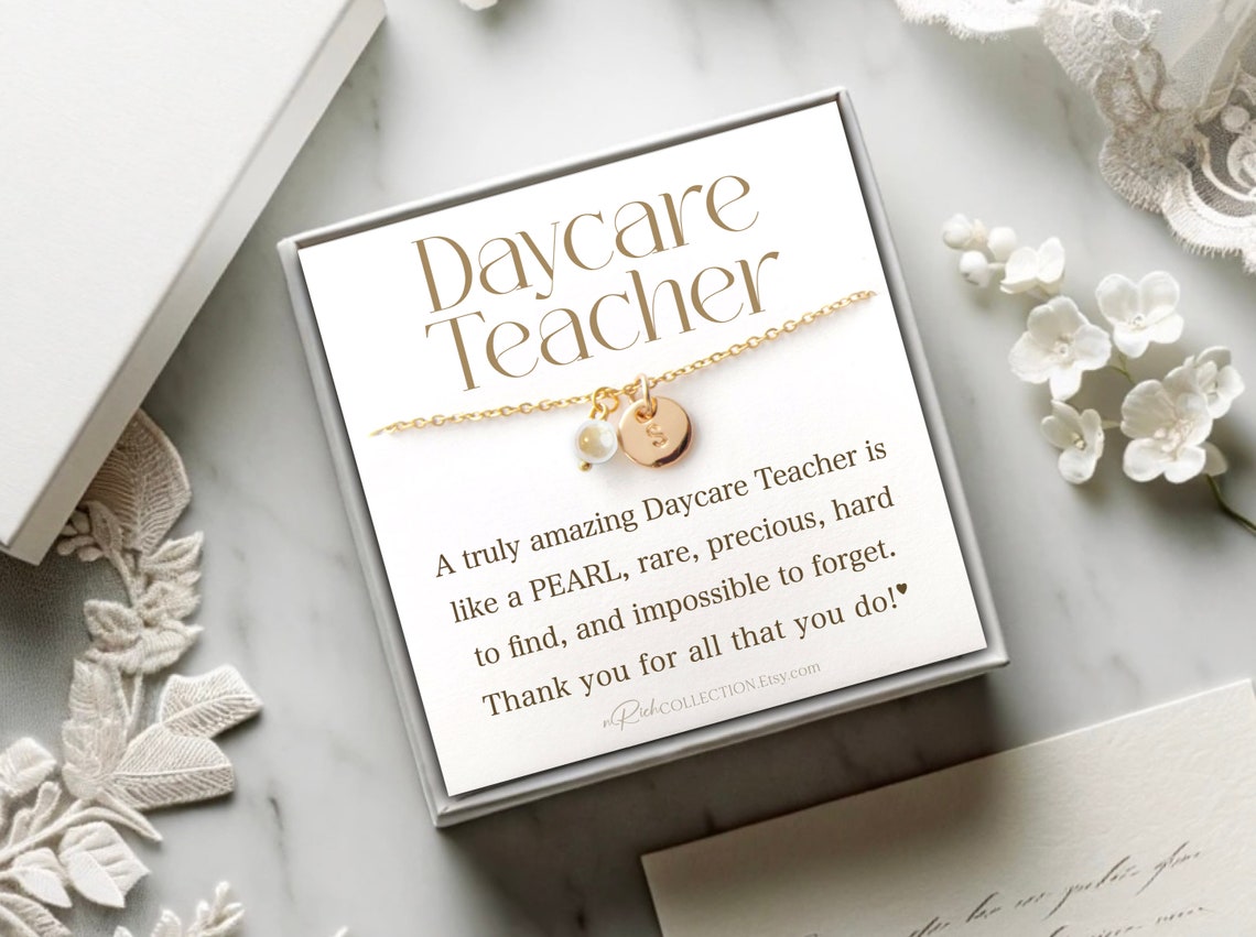 Daycare Teacher Gift Christmas Gift for Daycare Teacher Appreciation Week Thank You Teacher Appreciation Gift Thoughtful Gift Pearl Necklace image 1