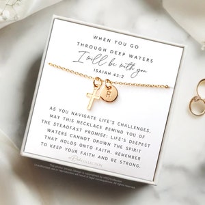 When You Go Through Deep Waters I Will Be With You Isaiah 43:2 Dainty Pearl Necklace Strength Encouragement Christian Gift Bible Gifts