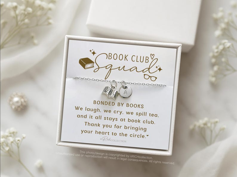Elegant & Symbolic
Bonded by books, united by stories. This book club necklace is more than a pretty piece—it's a symbol of shared journeys, thoughtful conversations, and the warmth of literary friendship. Add an initial for a personal touch, and gift it to the reader who makes every chapter better.