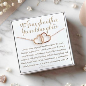 Grandma Granddaughter Necklace Gift Interlock Two Heart Necklace with Poem Card Personalized Grandmother Gift from Granddaughter Sentimental