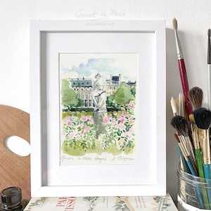 Jardin du Palais Royal - Paris Watercolor, Paris Art Print, Paris wall art, Louvre, Paris Painting, Paris Art, Paris Watercolor Painting