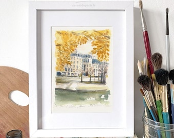 Ile Saint Louis Watercolor Print: Parisian Wall Art