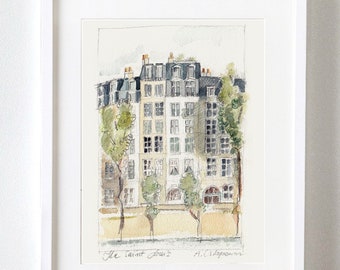 Ile Saint Louis Paris Watercolor Art Print