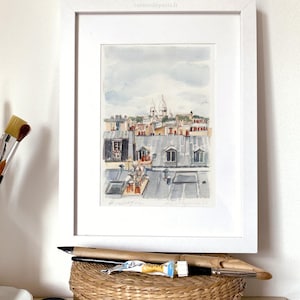 Basilique du Sacré-Cœur - Parijs aquarel, Paris Art Print, Parijs kunst aan de muur, Parijs schilderij, Montrmartre, Parijs aquarel schilderij