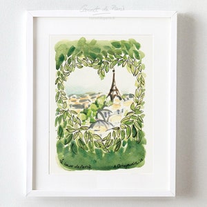 La Coeur de Paris - Paris Watercolor, Paris Art Print, Paris wall art, Paris Original, Paris Painting, Paris Art, Eiffel Tower Painting,