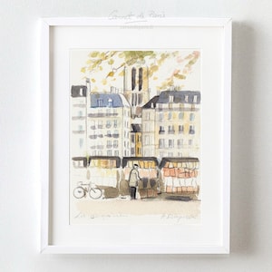 Les Bouquinistes - Parijs aquarel, Parijs Art Print, kunst aan de muur Parijs, Parijs poster, Parijs schilderij, Parijs kunst, Parijs aquarel,