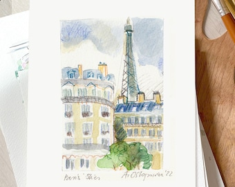 Ciel de Paris Watercolor Painting: Paris Art Print