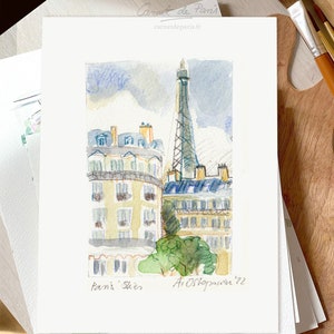 Ciel de Paris - Parijs aquarel, Parijs Art Print, Parijs kunst aan de muur, Parijs Poster, Parijs schilderij, Parijs kunst, Parijs aquarel,