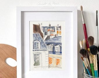 Paris Rooftops Watercolor Art Print: Les Toits de Paris