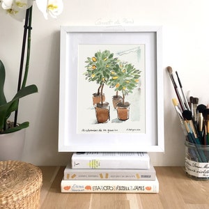 Les Citronniers - Paris Watercolor, Paris Art Print, Paris wall art, Paris Poster, Paris Painting, Paris Art, Plants Watercolor