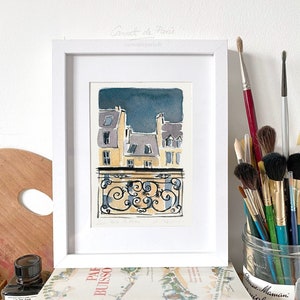 Les Toits de Paris - Paris Watercolor, Paris Art Print, Paris wall art, Paris Poster, Paris Painting, Paris Art, Paris Watercolour Painting,