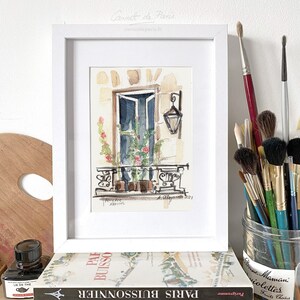 La Fenêtre - Parijs aquarel, Parijs Art Print, Parijs kunst aan de muur, Parijs Poster, Parijs schilderij, Parijs kunst, Parijs aquarel schilderij,