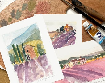 Provence Watercolor Postcards Set: Signed Art Prints