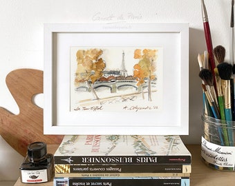 Eiffel Tower Paris Watercolor Art Print: Signed Fine Art Paper
