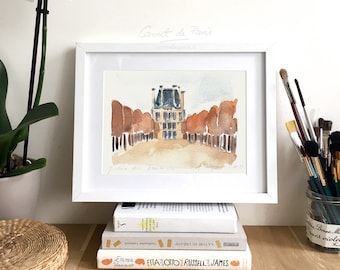 Jardin des Tuileries - Paris Watercolor, Paris Art Print, Paris wall art, Paris Poster, Paris Painting, Paris Art, Paris Watercolor Painting