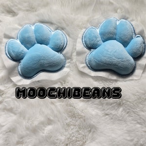 Stuffed Blue Mochi Paw Pad Cat Style Kawaii Chibi For Socks Gloves Furry Accessories.