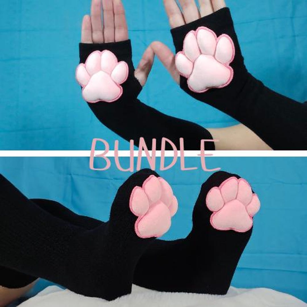 Paw Pad Socks and Gloves Bundle Black With Pink Plush Paw Pads - Etsy Vietnam
