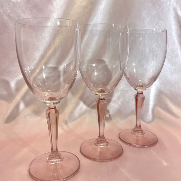 Vintage Elegant Pale Pink Depression Glass Wine Glass, Bar Cart Decor, Mid Century Replacement Barware *Sold Separately*