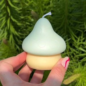 Chunky Mushy - Scented/Unscented Handmade Mushroom Aesthetic Candle, Pastel Toadstool Shaped Soy Wax Sculptural, Retro/Mid Century Style