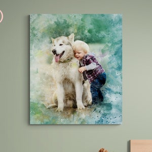 Watercolor Dog Art, Custom Pet drawing, Pet Portrait, Personalized Dog Gift, Custom Dog Mom Gift, Dog Dad gift, Gift for Couple, Dog Lover