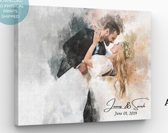 Hochzeitstag-Geschenk, personalisiertes Geschenk, digitales Porträt, kundenspezifisches Aquarell-Porträt, Geschenk für sie, Porträt vom Foto