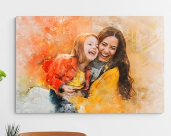 Geschenk zum Muttertag, personalisiertes Geschenk für Großmutter, Mutter-Tochter-Porträt, Sohn-Mutter-Porträt, Schwiegermutter-Geschenk