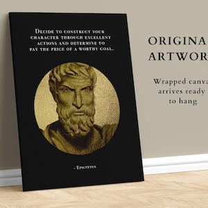 Epictetus Black and Gold Canvas, Epictetus Quote, Ancient Greek Philosopher, Stoicism Print, Philosophy Gift, Stoic Wall Art