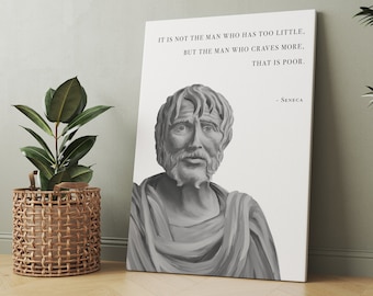 Seneca Stoic Quote Canvas Print - Mindfulness and Contentment Wall Art - Perfect Gift for Minimalists, Philosophy Lovers, Stoicism Gift
