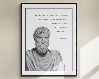 Epictetus Hand-drawn Portrait, Philosophy Quote, Stoicism Poster, Gift for Stoics, Ancient Greek Philosophy,Motivational Art Print,Stoic Art