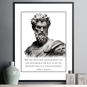 Marcus Aurelius Emperor Wisdom, Stoic Motivation on Dreams, Will and Belief - Timeless Wall Decor