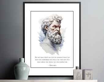 Epicurus Artwork, Revelation Through Life's Events - Poster Print, Ancient Wisdom on Self-Discovery, Inner Truths, Christmas Gift for Stoics