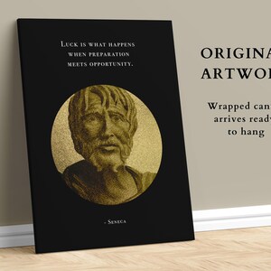 Seneca Black and Gold Canvas, Roman Stoic Philosopher, Seneca Quote, Stoic Poster, Stoicism Wall Art, Memento Mori Stoic, Philosophy Gift