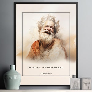 Democritus Art Piece, Mind&#39;s Dominion - Ancient Wisdom on Mental Mastery and Physical Being