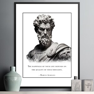Marcus Aurelius Emperor Art, Stoic Wisdom on Thought Quality and Life&#39;s Joy - Timeless Wall Decor