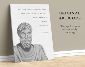 Epictetus Hand-drawn Artwork, Wrapped Canvas, Epictetus Quote, Ancient Greek Philosopher, Stoicism Print, Philosophy Gift, Stoic Wall Art
