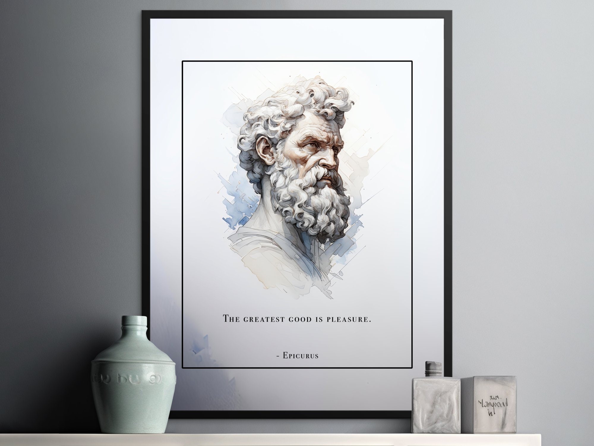 Epicurus Digital Art, Pleasure as Life's Good - Ancient Teachings on Joyful Living Pursuit of Happiness