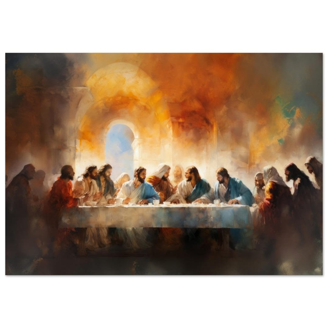 The Last Supper Watercolor Art Print With Jesus and Disciples Ideal