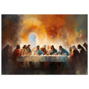 The Last Supper - Watercolor Art Print with Jesus and Disciples - Ideal Religious Wall Decor for Home & Church, Holiday Gift, Poster Print