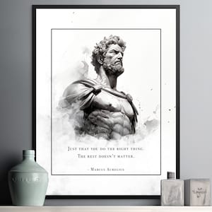 Marcus Aurelius Stoic Print, On Righteous Action and Stoic Indifference - Perfect for Philosophy Lovers