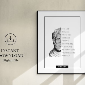 Seneca Philosophy Quote, Stoicism Poster, Stoic Gift, Stoicism Printable Wall Art, Motivational Gift, Words of Wisdom, Inspirational Art
