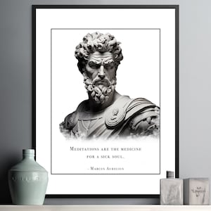 Marcus Aurelius Emperor Art, Stoic Healing Wisdom - Meditations as Soul's Medicine Decor